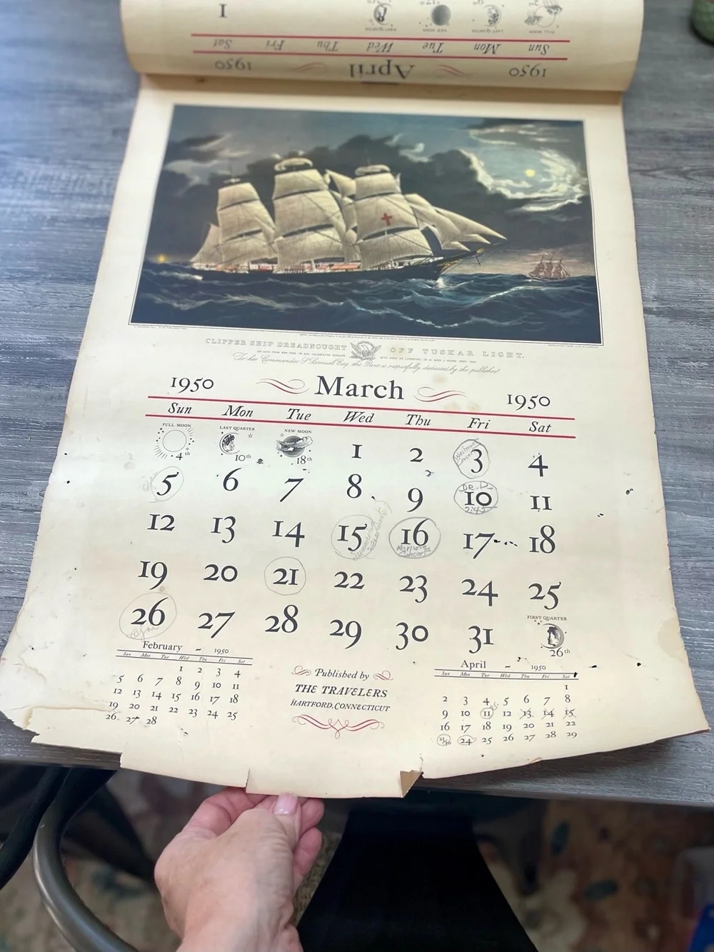 1950s Authentic Hartford, CT Illustrated Wall Calendar